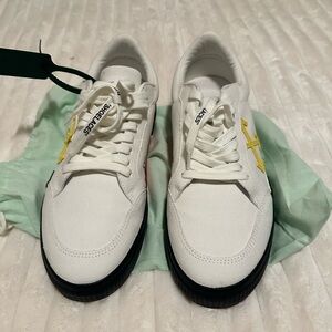 Off-White White Sneakers with Yellow Accents